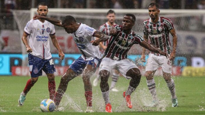Bahia e Fluminense durante partida na Arena Fonte Nova, em Salvador, pelo Brasileirão Marcelo Gonçalves/ Fluminense F.C.
